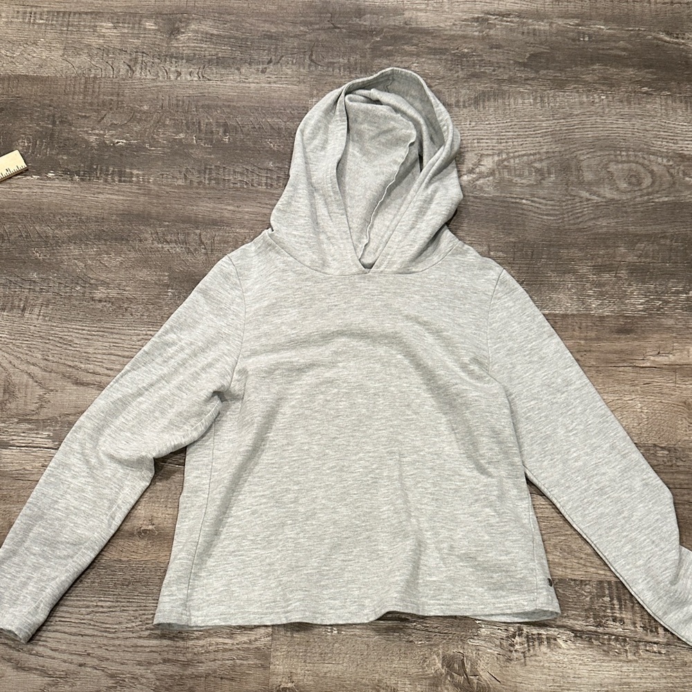 Zella Small Gray Hoodie‎ Sweatshirt With Crisscross Back